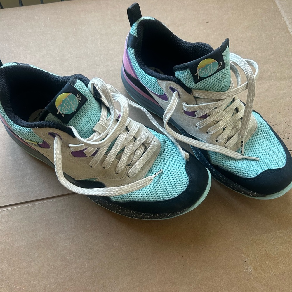 Retro Turquoise Mesh Sneakers with Purple Accents